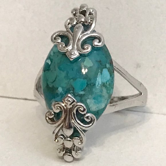 Silver Native SouthWestern Turquoise Ring 7 8 9 - Picture 5 of 12